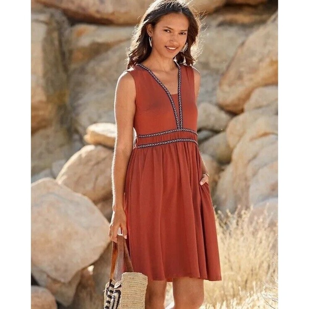 Garnet Hill Terracotta Sleeveless Dress